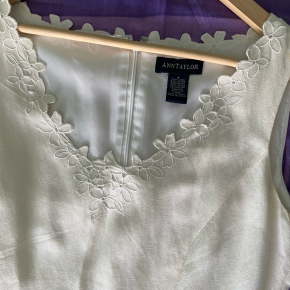 Ann Taylor Chic Ann Taylor White Floral Embroidered Sheath Dress - Picture 3 of 3